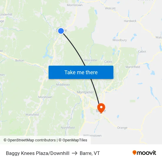 Baggy Knees Plaza/Downhill to Barre, VT map