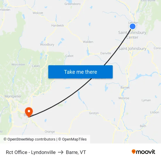 Rct Office - Lyndonville to Barre, VT map