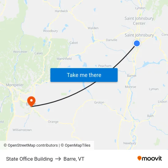 State Office Building to Barre, VT map