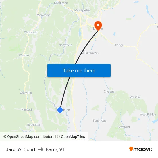 Jacob's Court to Barre, VT map