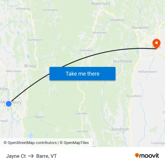 Jayne Ct to Barre, VT map