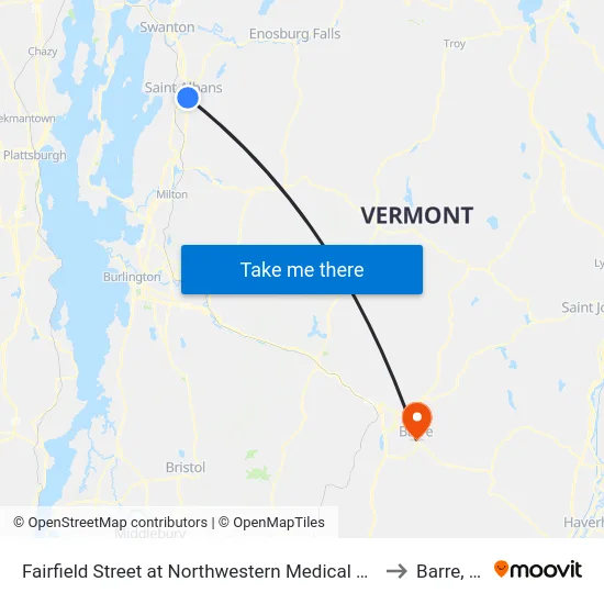 Fairfield Street at Northwestern Medical Center to Barre, VT map