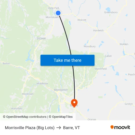Morrisville Plaza (Big Lots) to Barre, VT map