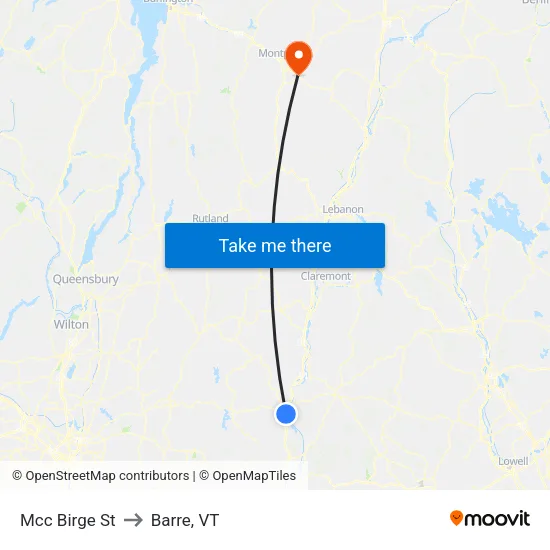 Mcc Birge St to Barre, VT map