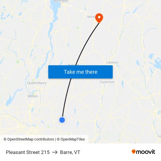 Pleasant Street 215 to Barre, VT map