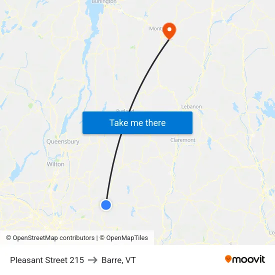 Pleasant Street 215 to Barre, VT map