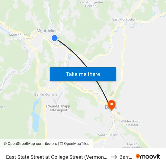 East State Street at College Street (Vermont College Of Fine Arts)-2 to Barre, VT map