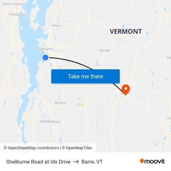 Shelburne Road at Idx Drive to Barre, VT map