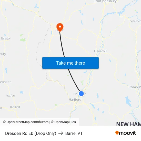 Dresden Rd Eb (Drop Only) to Barre, VT map