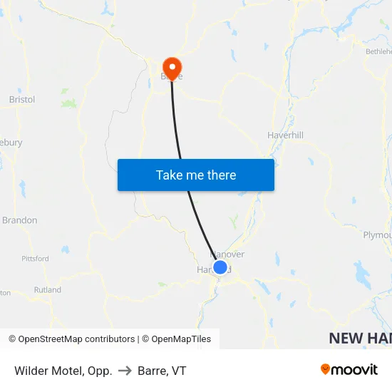 Wilder Motel, Opp. to Barre, VT map