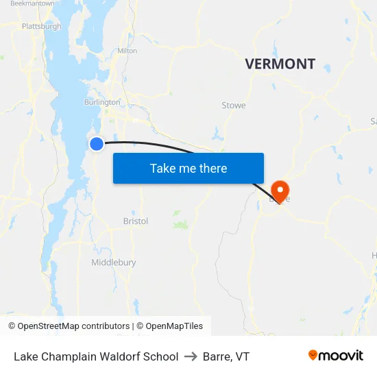 Lake Champlain Waldorf School to Barre, VT map
