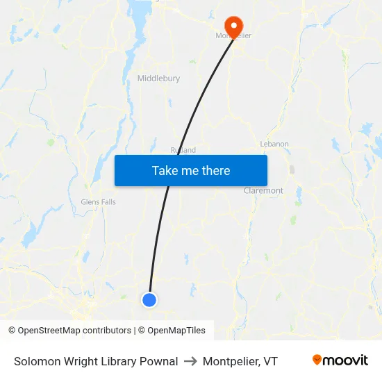 Solomon Wright Library Pownal to Montpelier, VT map