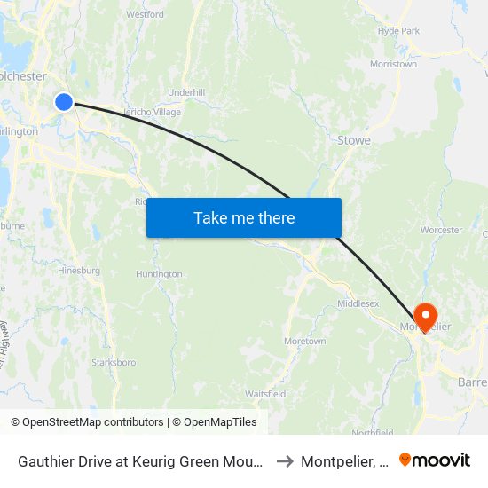 Gauthier Drive at Keurig Green Mountain to Montpelier, VT map