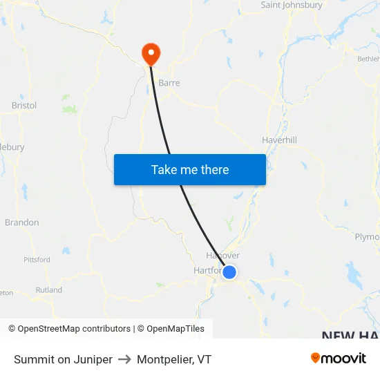 Summit on Juniper to Montpelier, VT map
