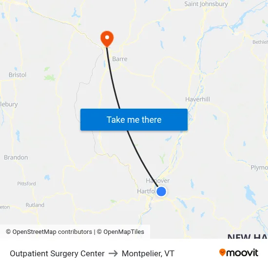 Outpatient Surgery Center to Montpelier, VT map