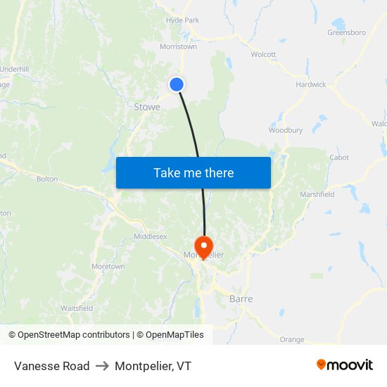 Vanesse Road to Montpelier, VT map