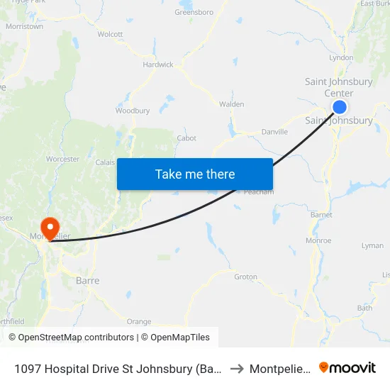1097 Hospital Drive St Johnsbury (Baart Office) to Montpelier, VT map