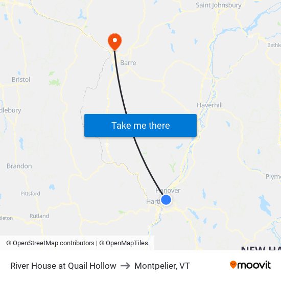 River House at Quail Hollow to Montpelier, VT map