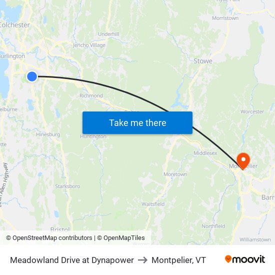 Meadowland Drive at Dynapower to Montpelier, VT map