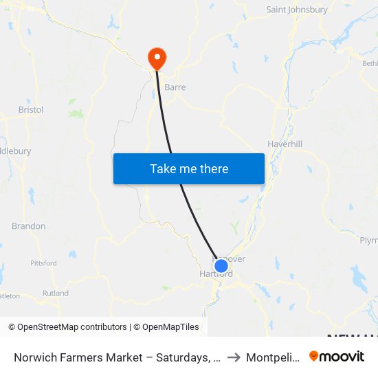 Norwich Farmers Market – Saturdays, May-Oct Only to Montpelier, VT map