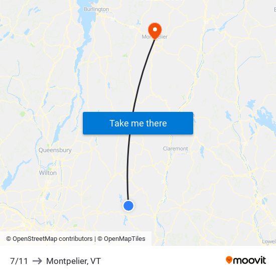 7/11 to Montpelier, VT map