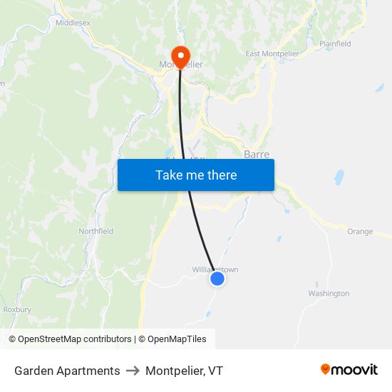 Garden Apartments to Montpelier, VT map