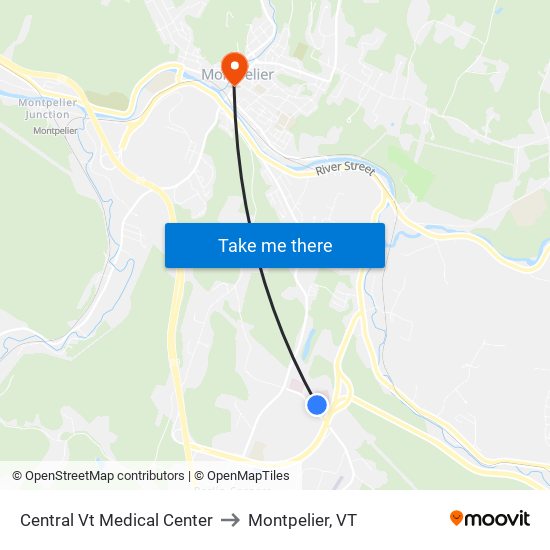 Central Vt Medical Center to Montpelier, VT map