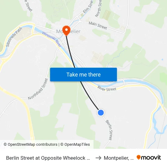 Berlin Street at Opposite Wheelock Street to Montpelier, VT map
