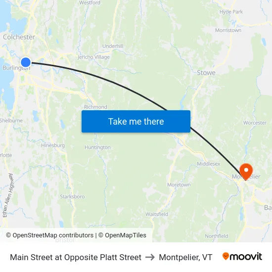 Main Street at Opposite Platt Street to Montpelier, VT map