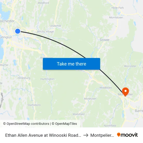 Ethan Allen Avenue at Winooski Road (#310) to Montpelier, VT map
