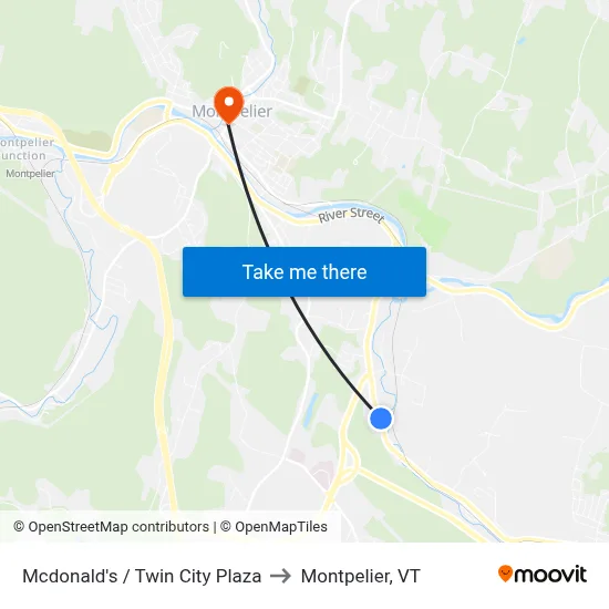 Mcdonald's / Twin City Plaza to Montpelier, VT map