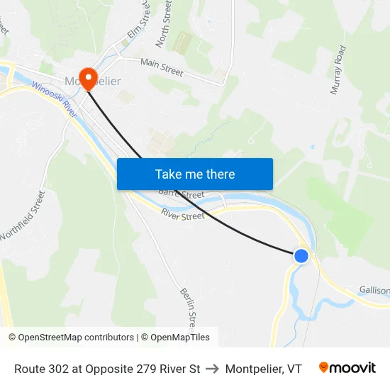 Route 302 at Opposite 279 River St to Montpelier, VT map