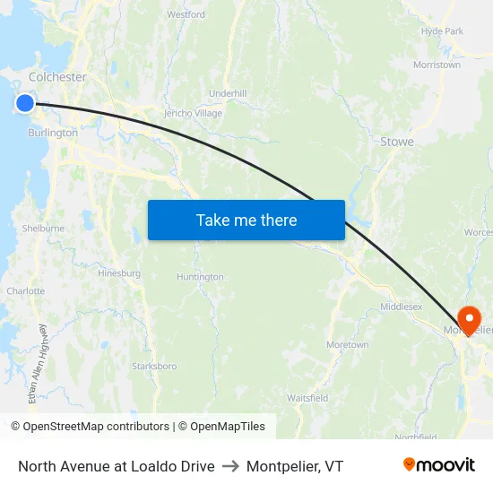North Avenue at Loaldo Drive to Montpelier, VT map