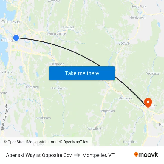 Abenaki Way at Opposite Ccv to Montpelier, VT map