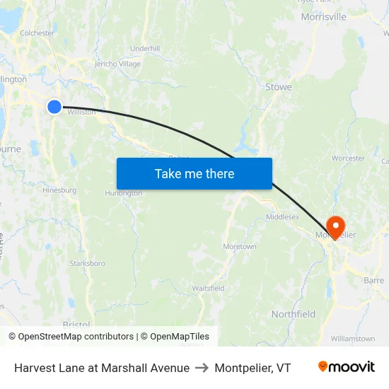 Harvest Lane at Marshall Avenue to Montpelier, VT map