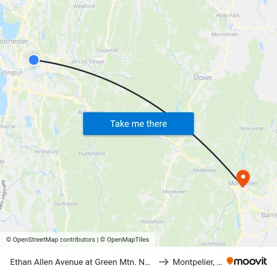 Ethan Allen Avenue at Green Mtn. Nursing to Montpelier, VT map
