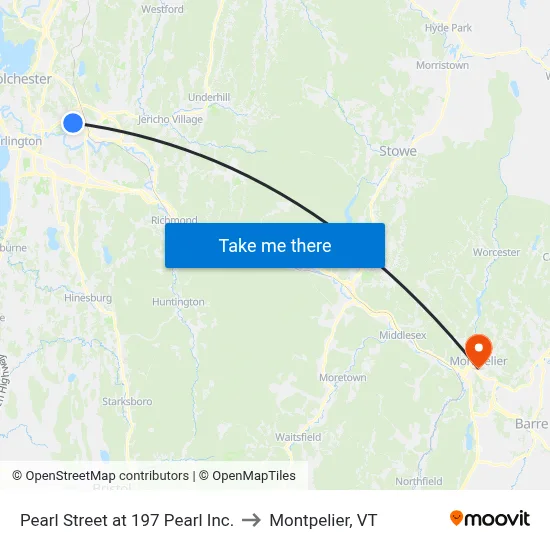 Pearl Street at 197 Pearl Inc. to Montpelier, VT map