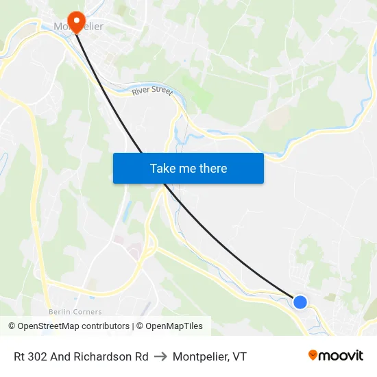 Rt 302 And Richardson Rd to Montpelier, VT map