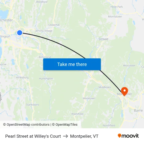 Pearl Street at Willey's Court to Montpelier, VT map