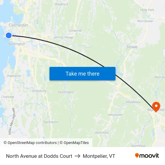 North Avenue at Dodds Court to Montpelier, VT map