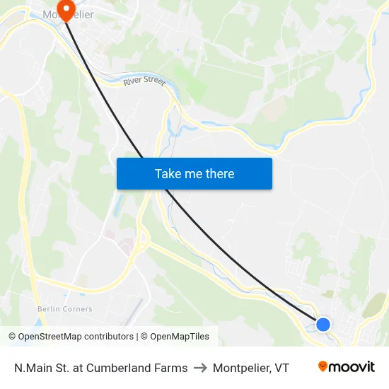 N.Main St. at Cumberland Farms to Montpelier, VT map