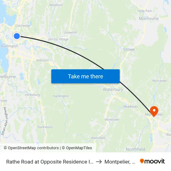 Rathe Road at Opposite Residence Inn to Montpelier, VT map