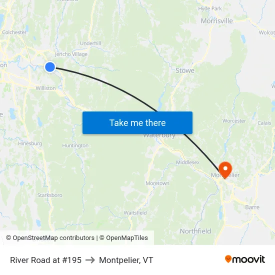 River Road at #195 to Montpelier, VT map