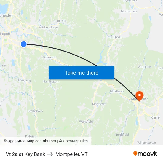 Vt 2a at Key Bank to Montpelier, VT map