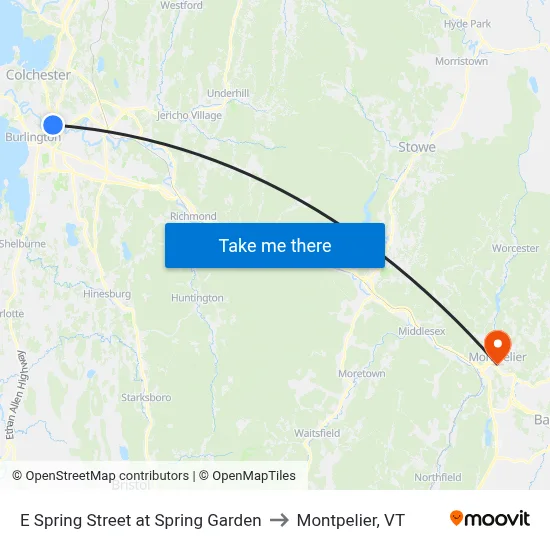 E Spring Street at Spring Garden to Montpelier, VT map