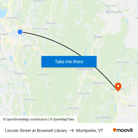 Lincoln Street at Brownell Library to Montpelier, VT map
