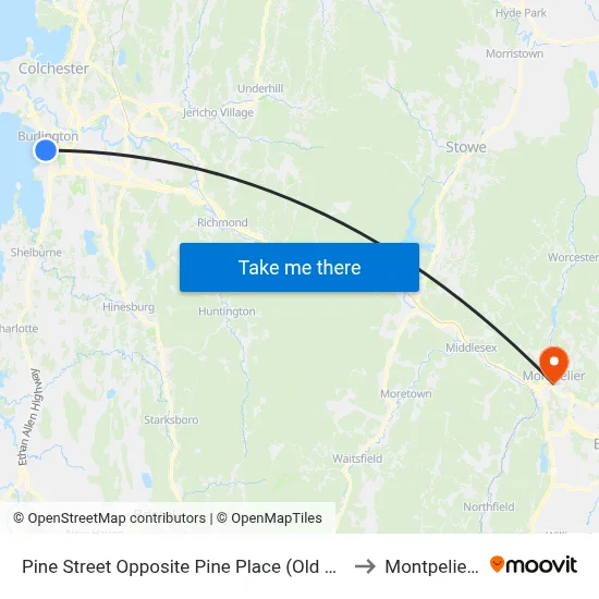 Pine Street Opposite Pine Place (Old Greyhound) to Montpelier, VT map