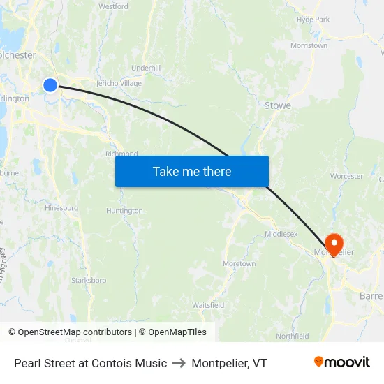 Pearl Street at Contois Music to Montpelier, VT map