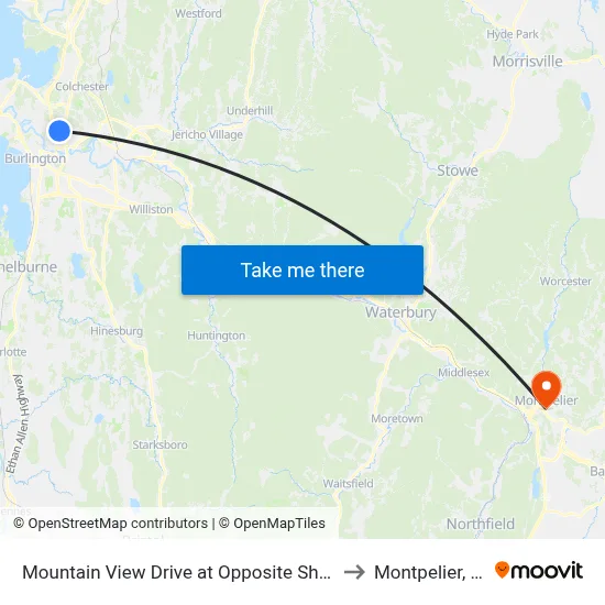 Mountain View Drive at Opposite Shaw's to Montpelier, VT map