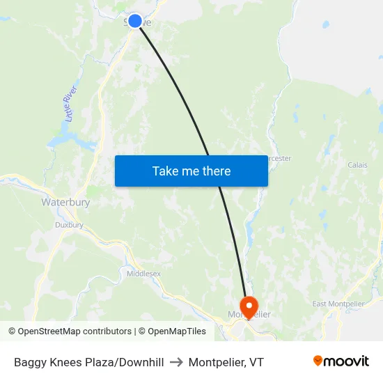 Baggy Knees Plaza/Downhill to Montpelier, VT map